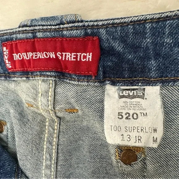 Vintage Levi's 520 Too Superlow stretch flare jeans size juniors 13 Médium wash - Picture 5 of 12